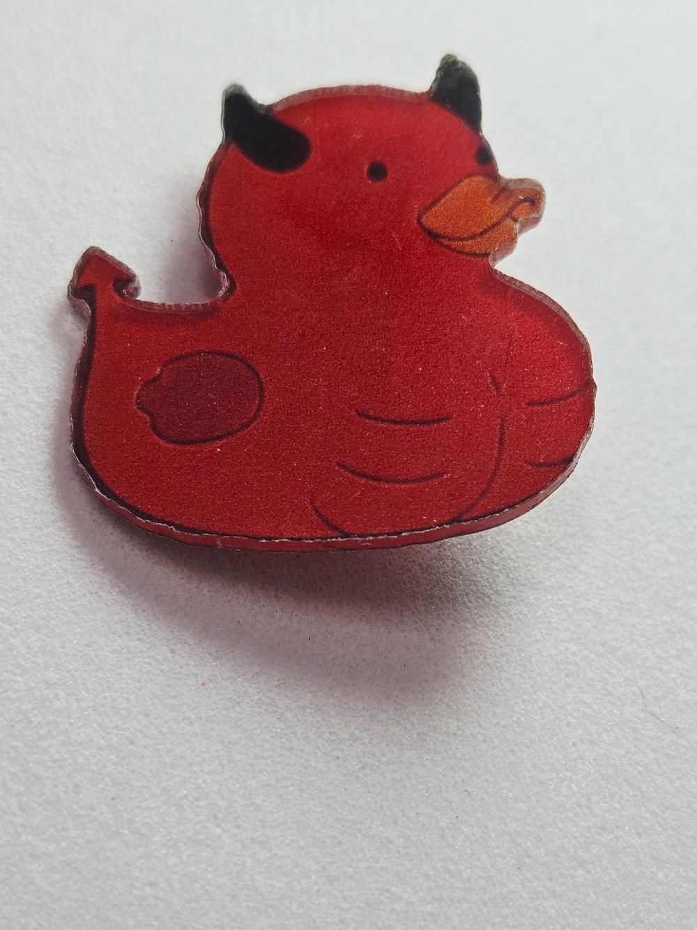 Devil Duck Lapel Pin Red Rubber Duck Acrylic Creepy Cute Dark Humor Monster Chic